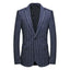 Dark Navy Casual Collar Coat Jacket Slim Button Small Suit Strips Single Jacket