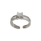 Cute Silver Kitten Bow Double layered Open Ring for Summer