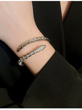 Zircon Snake Bracelet Female Design Silver Snake Opening Fashion Bracelet CN20