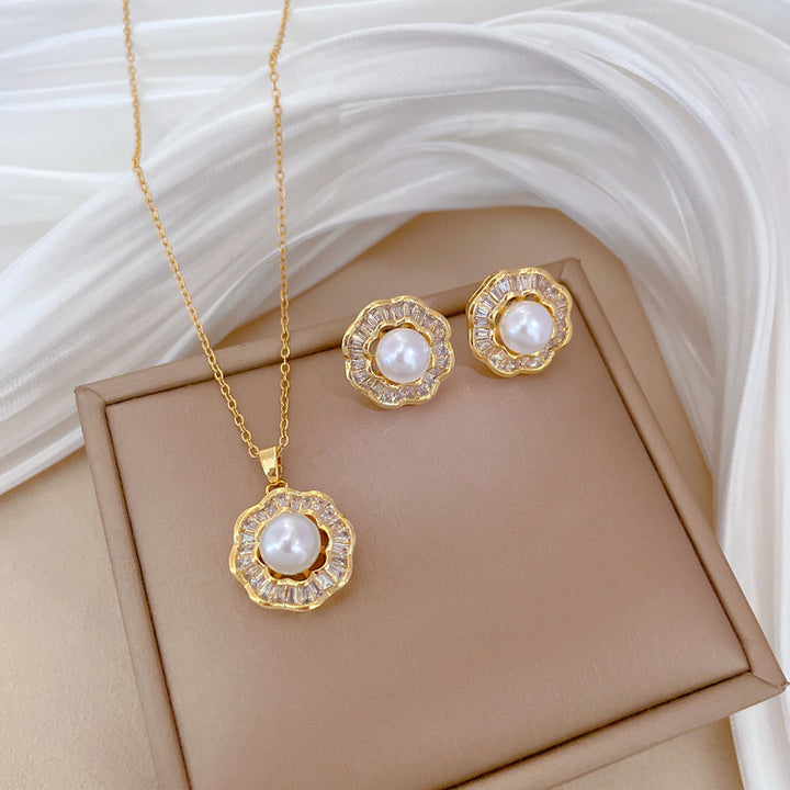 Flash Diamond Tassel Luxury Dress Accessories Dinner Clavicle Necklace Earring CN326