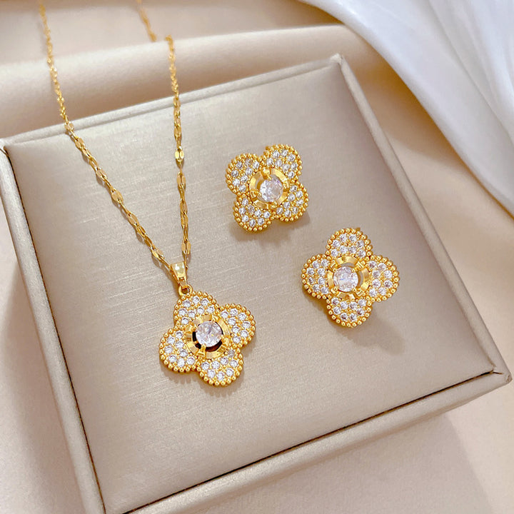 Flash Diamond Tassel Luxury Dress Accessories Dinner Clavicle Necklace Earring CN327