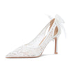 Elegant Tulle Wedding Shoes Thin Heels Bridal Shoes