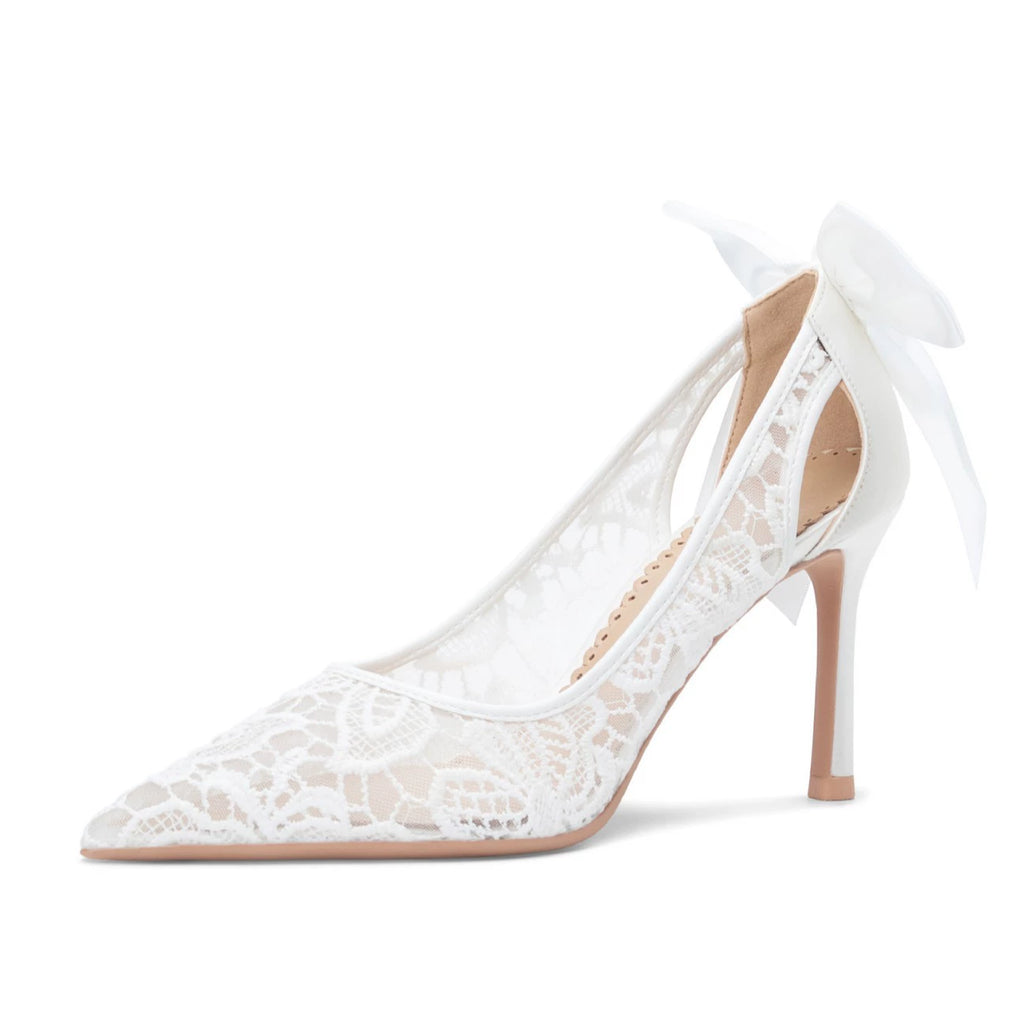 Elegant Tulle Wedding Shoes Thin Heels Bridal Shoes