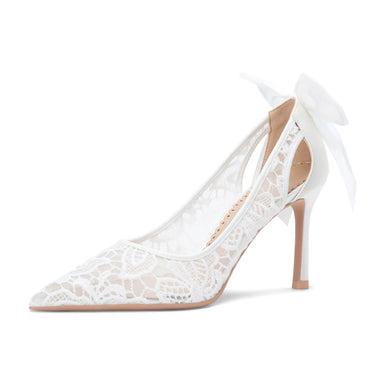 Elegant Tulle Wedding Shoes Thin Heels Bridal Shoes