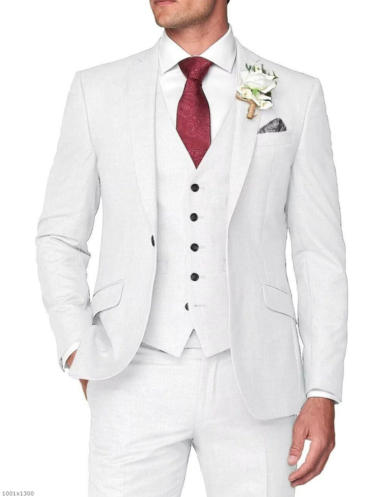 Classic 3 Piece Men's Suit with Regular Fit and Sophisticated Peak Lapel