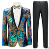 Men's Leaf Patterned Sequined Dinner Jacket 2 Color CN448
