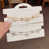 Vintage Jewelry Double Layered Shell Four Leaf Flower Bracelet