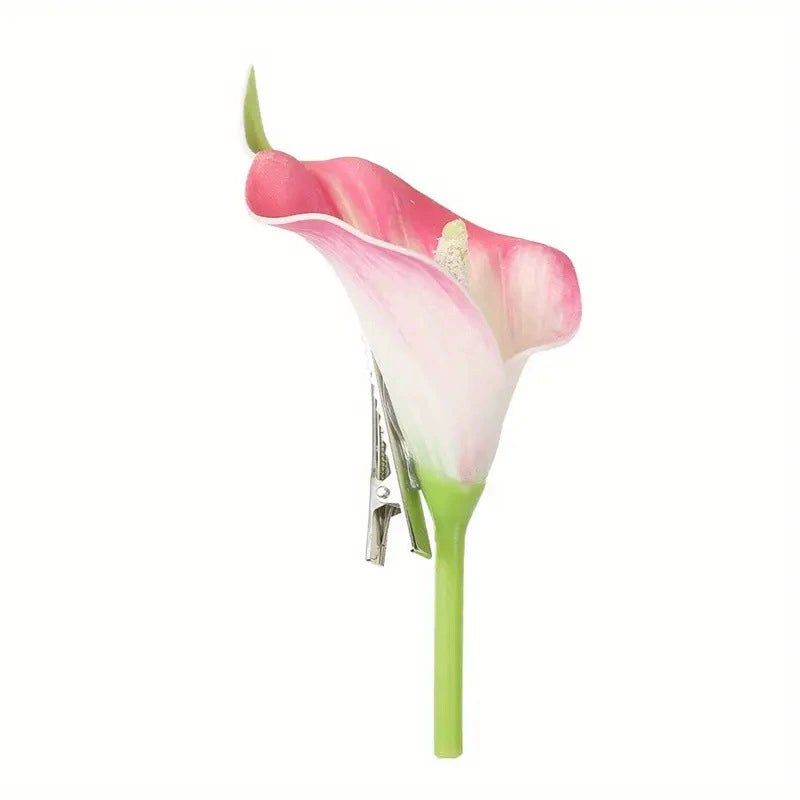 Artificial Calla Lily Hair Clip – Summer Beach Vacation Style