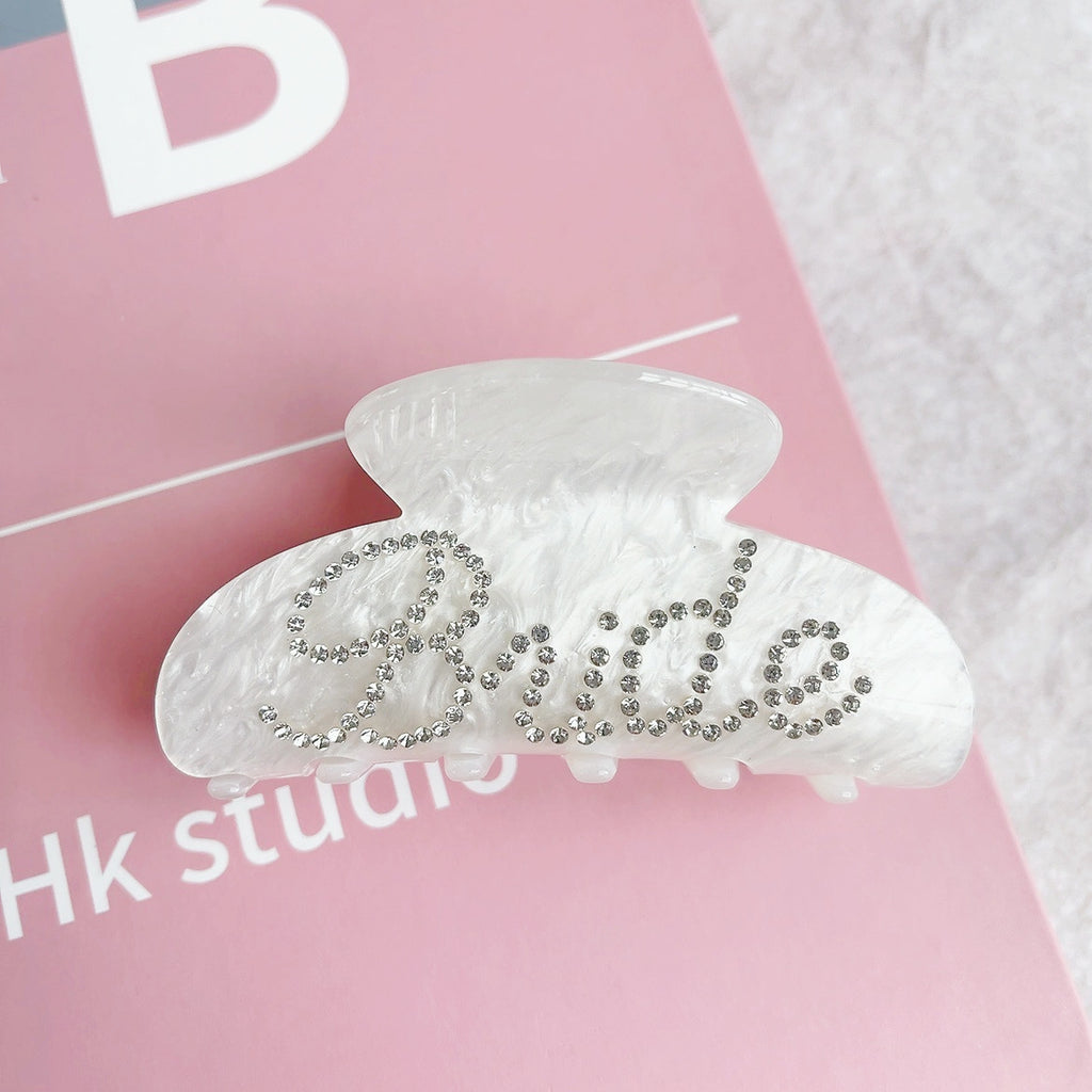 Letter Pearl Grab Clip Elegant Diamond Clip Large Hair Accessories CN396