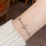 Sparkly Silver Leaf Flower Bracelet