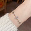 Sparkly Silver Leaf Flower Bracelet
