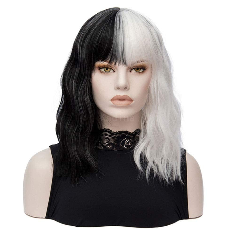 Women Curly Wavy Hair Wig with Wig Caps Synthetic Wigs for Party Halloween