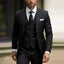 Black Classic 3 Piece Men's Suit with Regular Fit and Sophisticated Peak Lapel