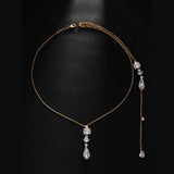 Bridal Wedding Pearl Necklace With Tassel Back Chain