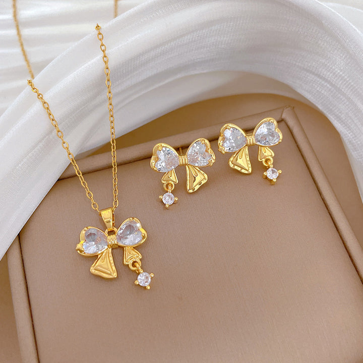Flash Diamond Tassel Luxury Dress Accessories Dinner Clavicle Necklace Earring CN337