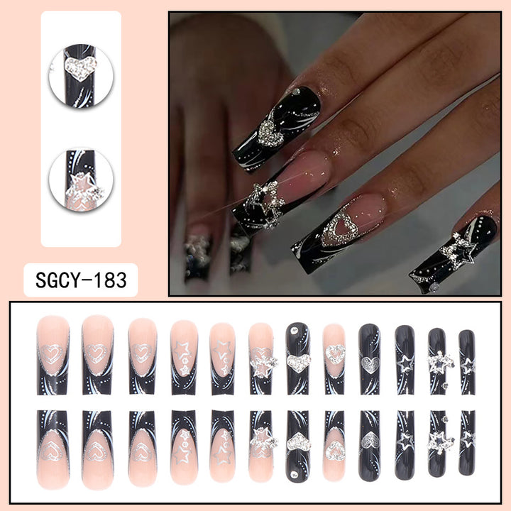 Rhinestone Nails Bling Wedding Press On Nails With Design For Women And Girls CN99