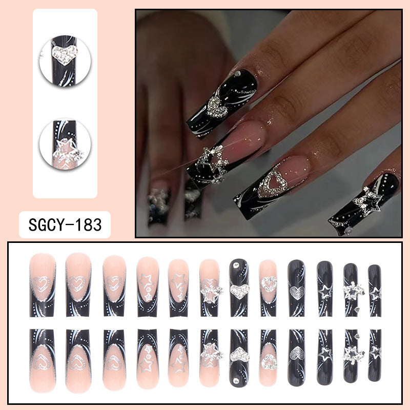 Rhinestone Nails Bling Wedding Press On Nails With Design For Women And Girls CN99