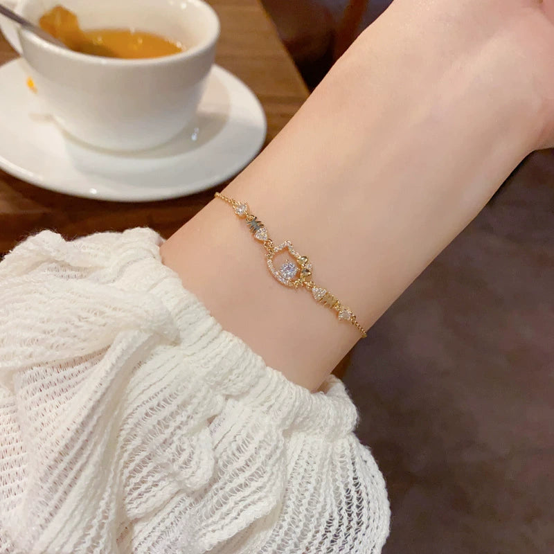 New Cartoon Diamond Set KT Cat Bracelet