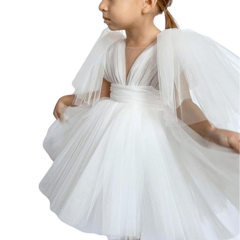 Princess Girls Dresses For Wedding Beads Ball Gown Kids Pageant Gowns First Holy Communion Dress