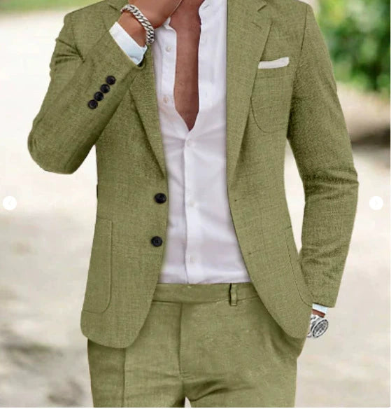 Casual Men's 2 Pieces Mens Suit Regular Fit Notch Lapel Tuxedos (Blazer+Pants)