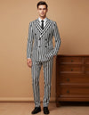 Wide Striped Double-breasted Suit Men 2 piece Suit Set