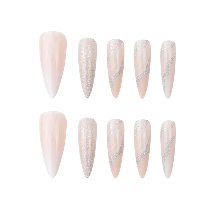 Rhinestone Nails Bling Wedding Press On Nails With Design For Women And Girls