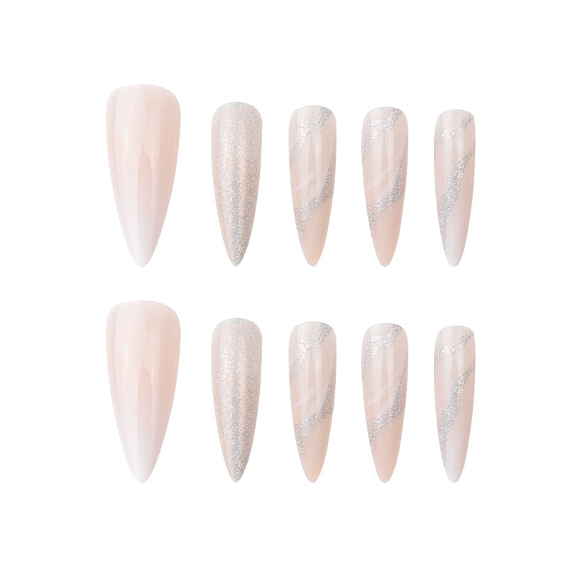 Rhinestone Nails Bling Wedding Press On Nails With Design For Women And Girls