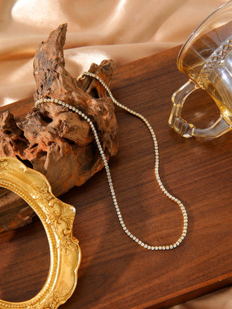 Full Diamond Necklace with 18k Gold and Diamond Set Zircon