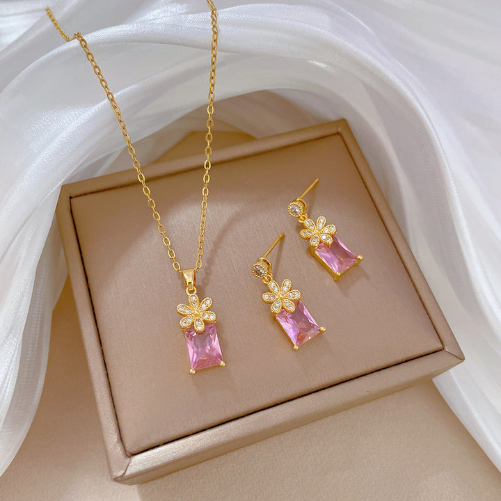 Flash Diamond Tassel Luxury Dress Accessories Dinner Clavicle Necklace Earring CN342
