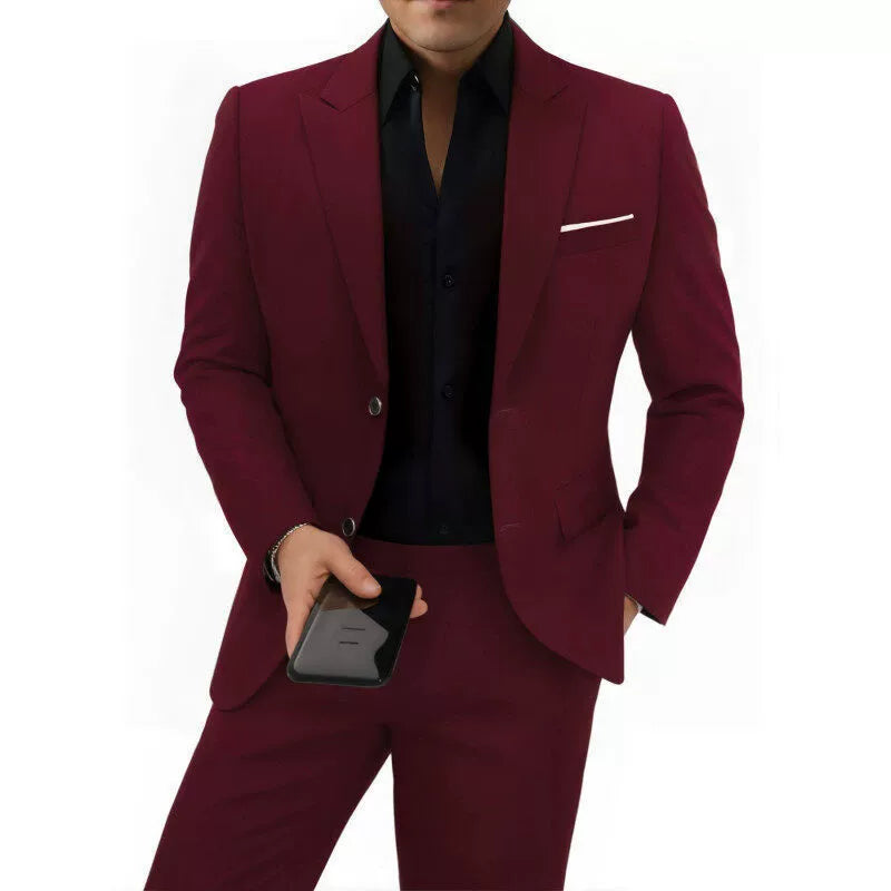 Elegant men's plus-size collar suit 2 piece Single Row Suit