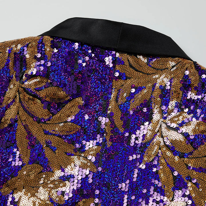 Men's Leaf Patterned Sequined Dinner Jacket 2 Color CN449