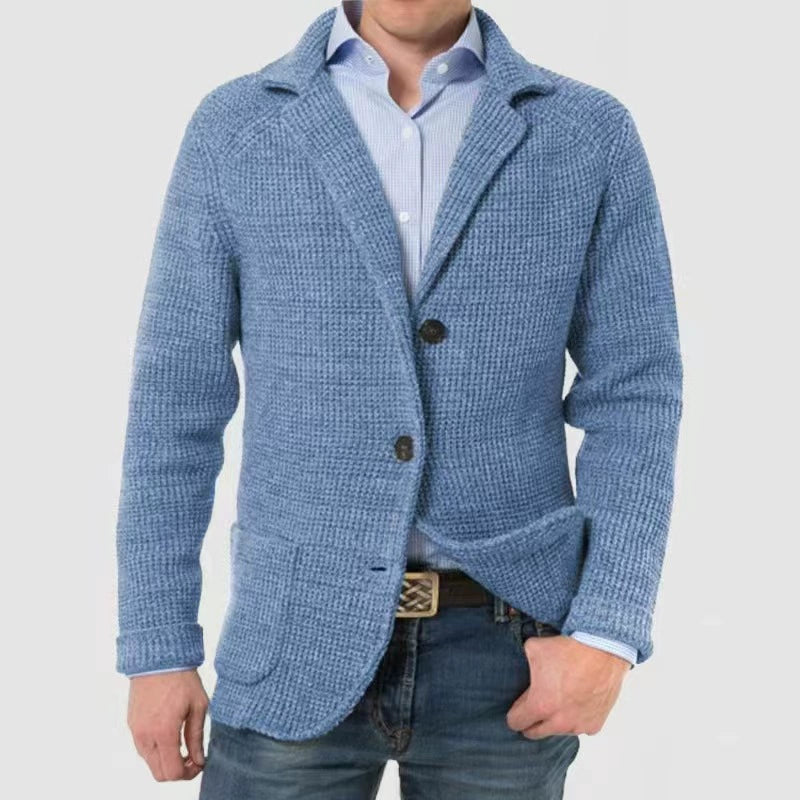 Leisure Jersey Plaid Lapel Long Sleeve Suit Jacket Men Suit