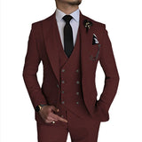 Classic 3 Piece Men's Suit with Regular Fit and Sophisticated Peak Lapel
