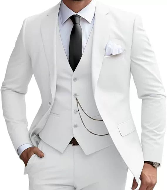 Classic 3 Piece Men's Suit with Regular Fit and Sophisticated Peak Lapel