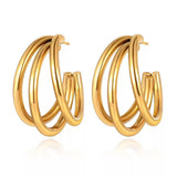 Multilayer Round C-gold Plated Women's Earrings