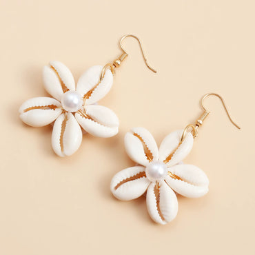 Summer Handwoven Shell & Floral Earrings