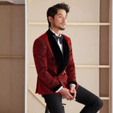 Sparkly men's plus-size collar suit 2 piece single-row one-button Sequins Suit