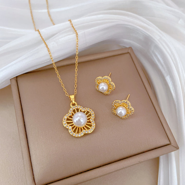 Flash Diamond Tassel Luxury Dress Accessories Dinner Clavicle Necklace Earring CN347