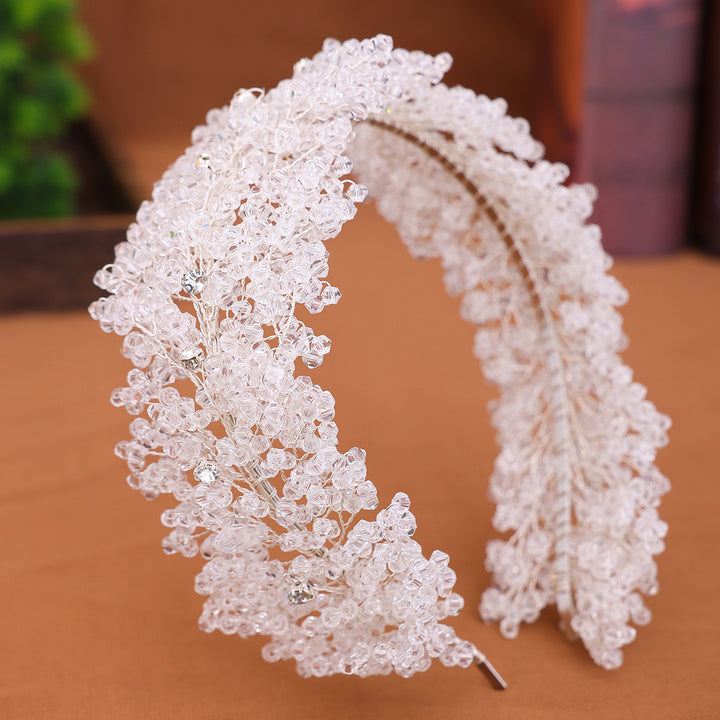 Handmade Crystal Beading Hairband Wedding Headband Luxury Silver Headband CN26