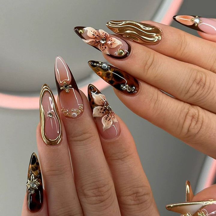 Rhinestone Fake Nails, False Nails Bling Wedding Press On Nails With Design For Women And Girls