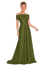 ChicSew Elegant Off Shoulder Ruching A-Line Floor-Length Satin Bridesmaid Dresses