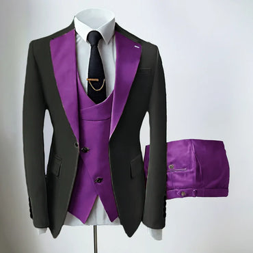 Purple Mens' formal Suits Slim Fit Notch Lapel suit 3 Pieces Suit CN487