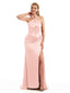 Sexy Spring Silky Halter Mermaid Satin Bridesmaid Dresses