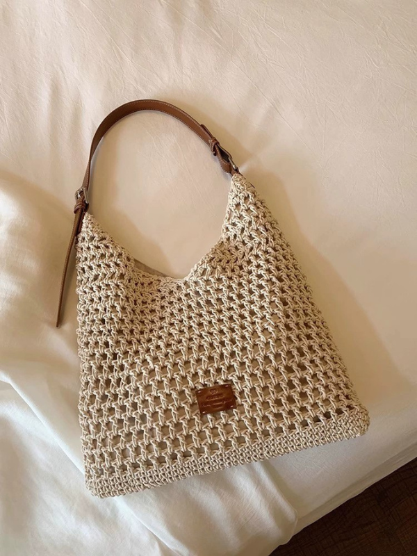 Artisan-Woven Beach Tote – Premium Beeswax Cord Shoulder Bag