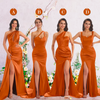 Burnt Orange Sexy Side Slit Floor-Length Mismatched Satin Mermaid Long Bridesmaid Dresses Online