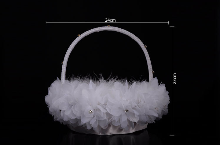 Creative Handmade Ostrich Feather Wedding Flower Basket, HL-5619