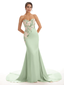 Cute Sweetheart Soft Satin Floral Lace Mermaid Long Bridesmaid Dresses In Stock