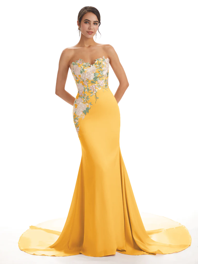 sweetheart mermaid bridesmaid dress GL2591 | Sweetheart Off Shoulder Mermaid Wedding Gown