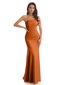 Modern Soft Satin One Shoulder Floor-Length Sexy Mermaid Bridesmaid Dresses In Stock