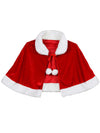 Christmas Velvet Shawl Cloak Cape Mrs Santa Claus Cape Robe Halloween Costume Red